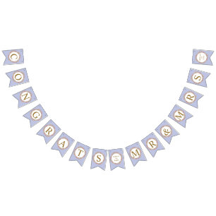 Powder Lavender Gold Floral Modern Elegant Wedding Bunting Flags