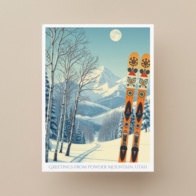 Powder Mountain Utah ski vacation retro Postcard (Creator Uploaded)