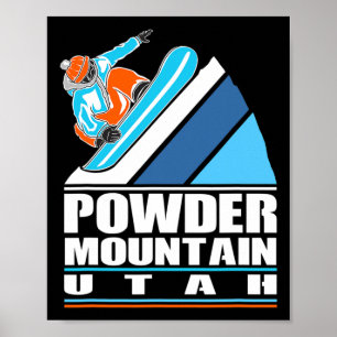 Powder Mountain Utah - Vintage Snowboarder Poster