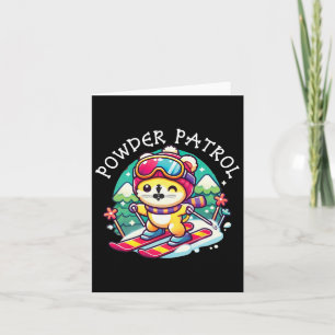 Powder Patrol - Cute Skiing Cat Winter Sports Funn Card