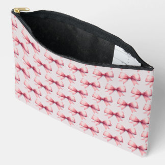 Powder Pink Bow Pattern Accessory Pouch