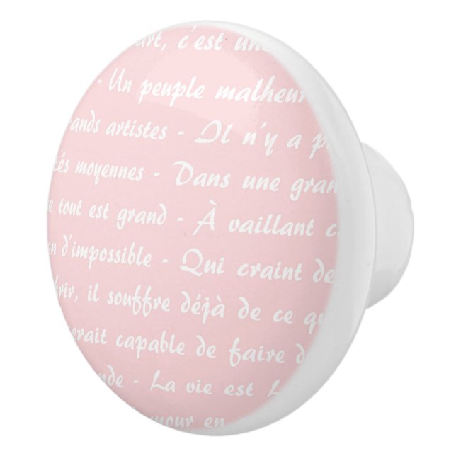 Powder Pink French Script Ceramic Knob (Right)