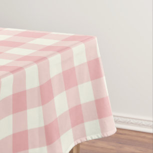 Powder Pink Gingham Pattern Check Tablecloth
