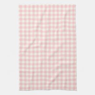 Powder Pink Gingham Pattern Kitchen Towels