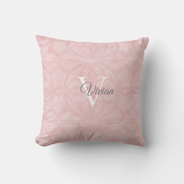 Powder Pink Throw Pillow (Front)