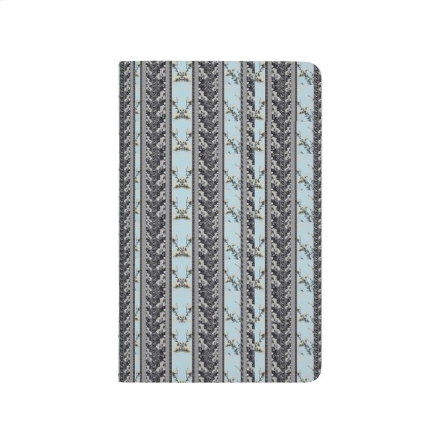 Powder poppy blue multi grey stripe orchids journal (Front)