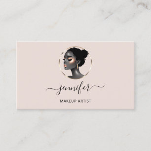 Powder Rose Gold Makeup Artist Logo Lashes QR CODE Business Card