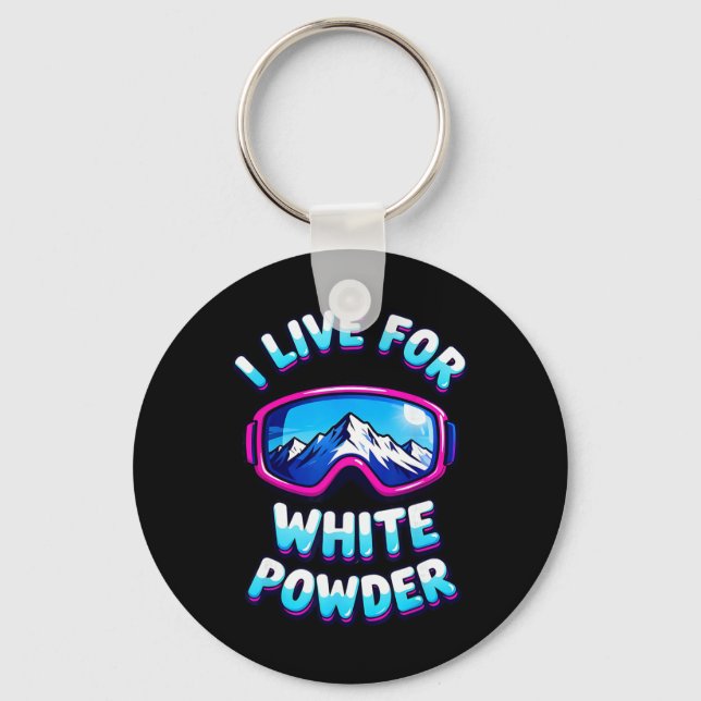 Powder Snow Skiing Retro Snowboard Goggles Mountai Keychain (Front)
