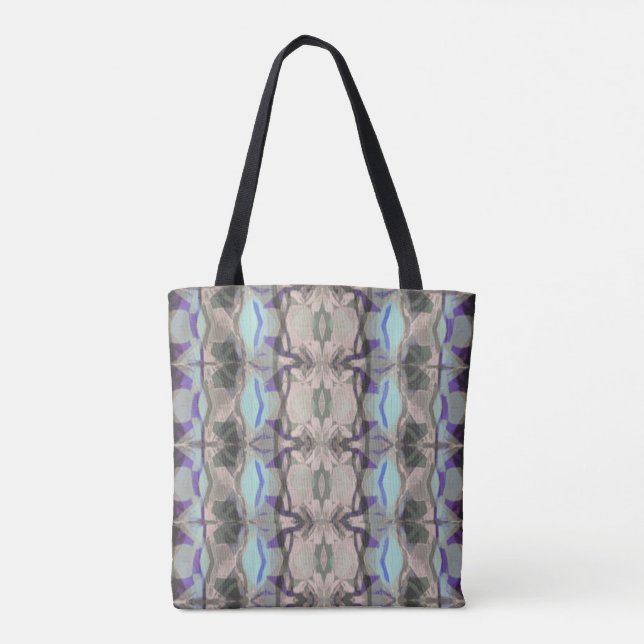 Powder Soft Purple, Green & Blue Abstract Tote Bag (Back)