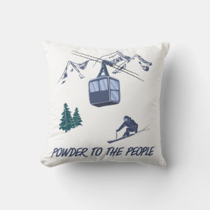 Powder to The People Ski Resort Throw Pillow