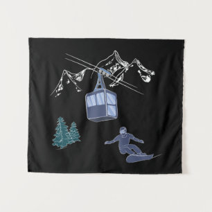 Powder to The People Snowboarder Ski Resort Tapestry