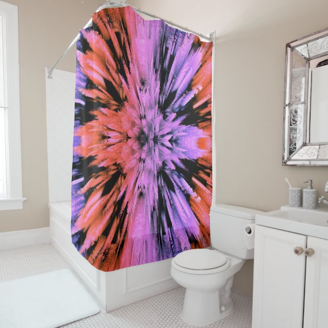 Powdered Pink Explosion Abstract Shower Curtain (In Situ)