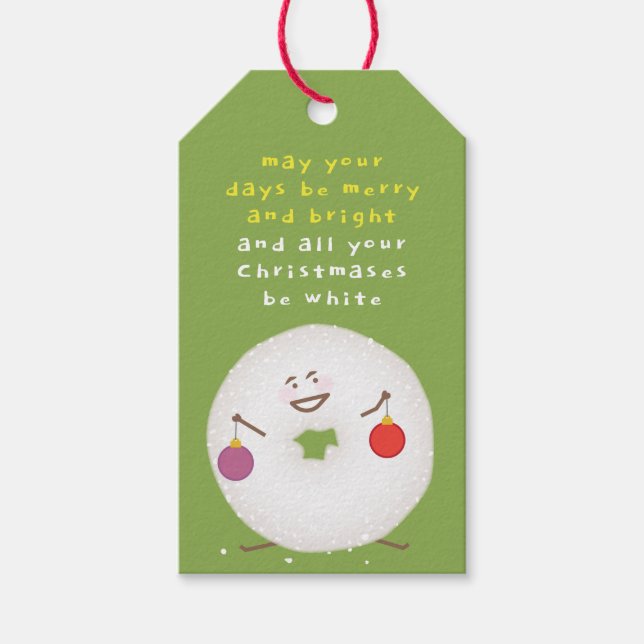 Powdered Sugar Doughnut Christmas  Gift Tags (Front)