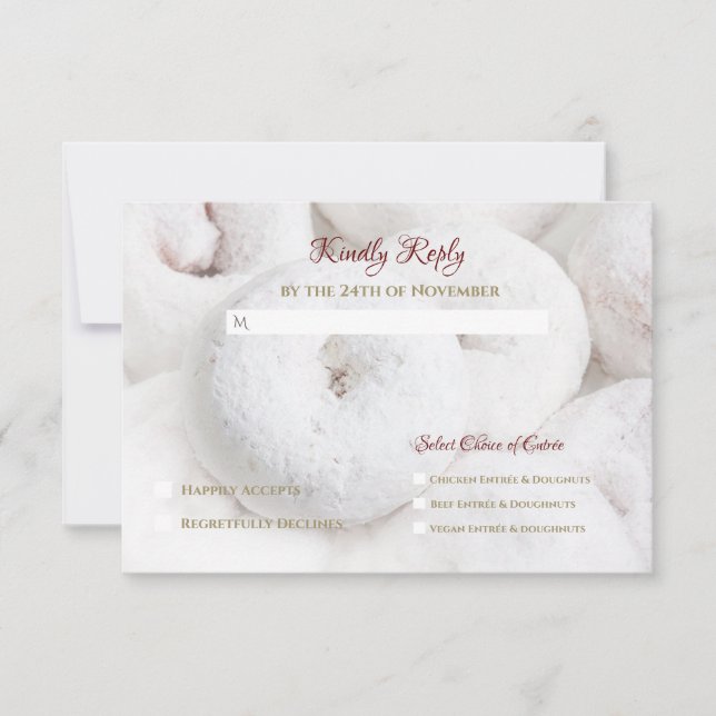 Powdered Sugar Doughnut Wedding RSVP Card (Front)