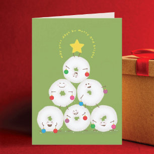Powdered Sugar Doughnuts Tree Christmas Holiday Card