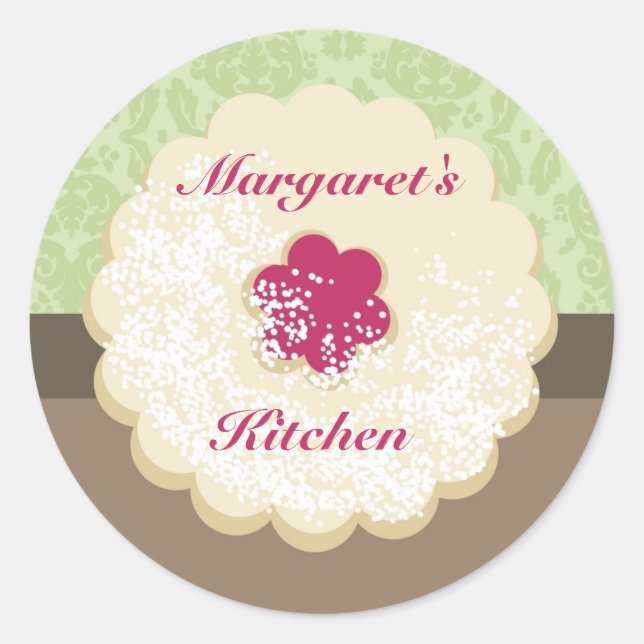 Powdered sugar jam cookie baking gift tag sticker (Front)