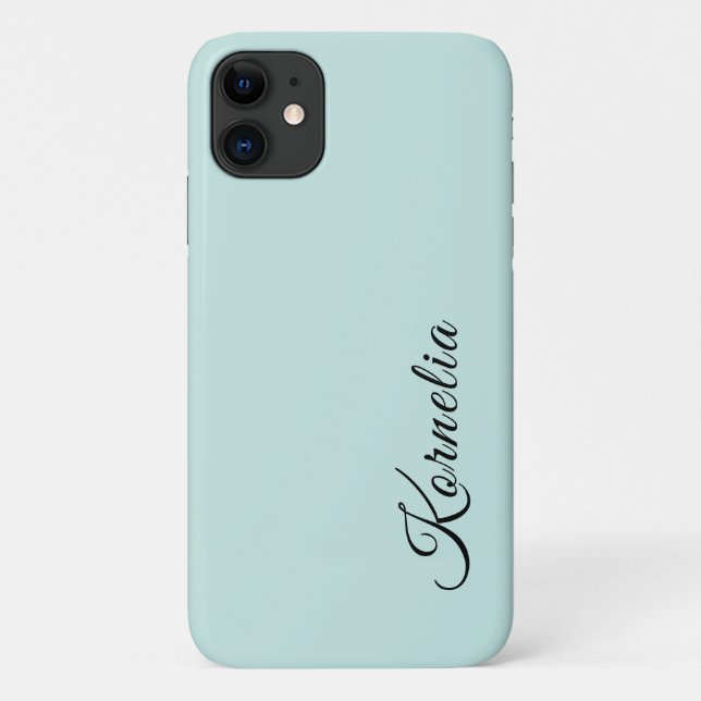 Powdered Turquoise Solid Colour Minimalist Name Case-Mate iPhone Case (Back)