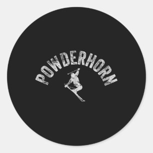 Powderhorn Co Ski Cool Colorado Skiing Cool Skier  Classic Round Sticker