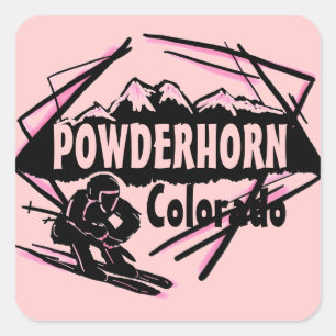 Powderhorn Colorado pink ski logo stickers