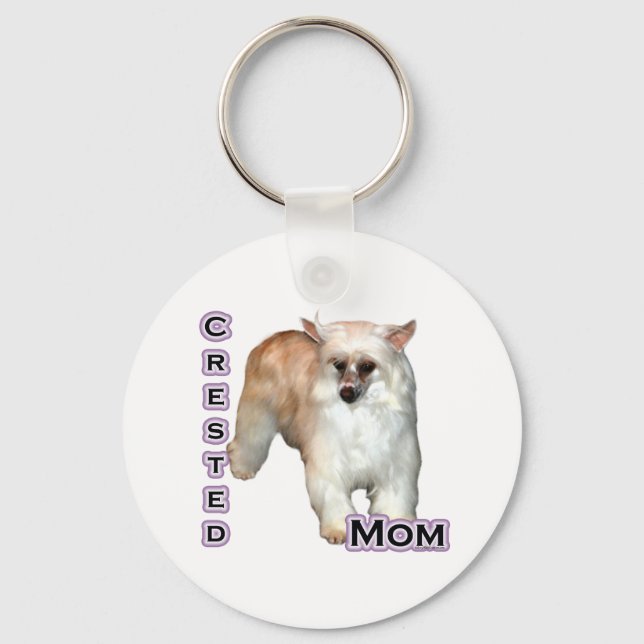 Powderpuff Crested Mom 4  - Keychain (Front)