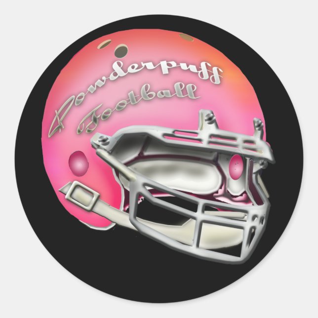 Powderpuff Pink Football Helmet Classic Round Sticker (Front)