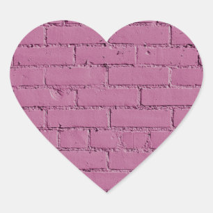 Powdery Pink Brick Wall   Heart Sticker