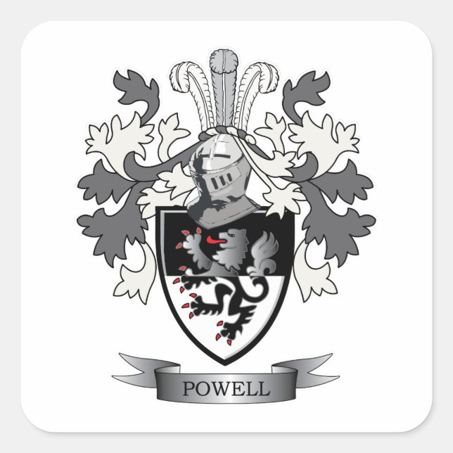 Powell Family Crest Coat of Arms Square Sticker (Front)