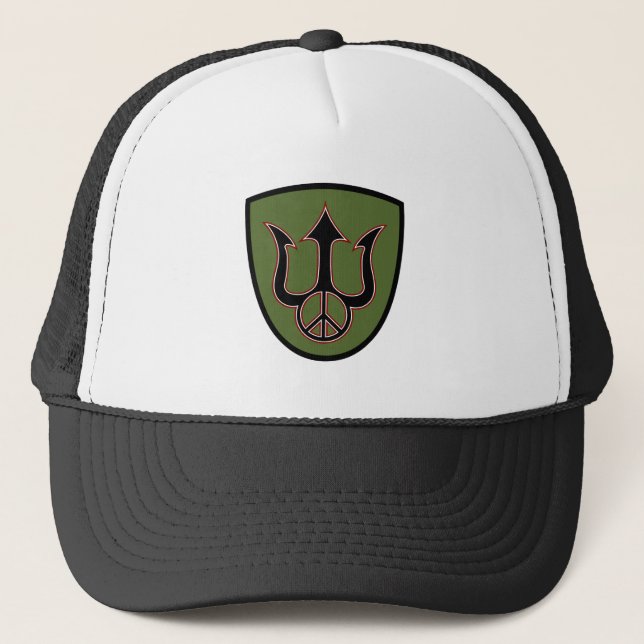 Power and Peace - Trident - Peace Sign Hat. Trucker Hat (Front)