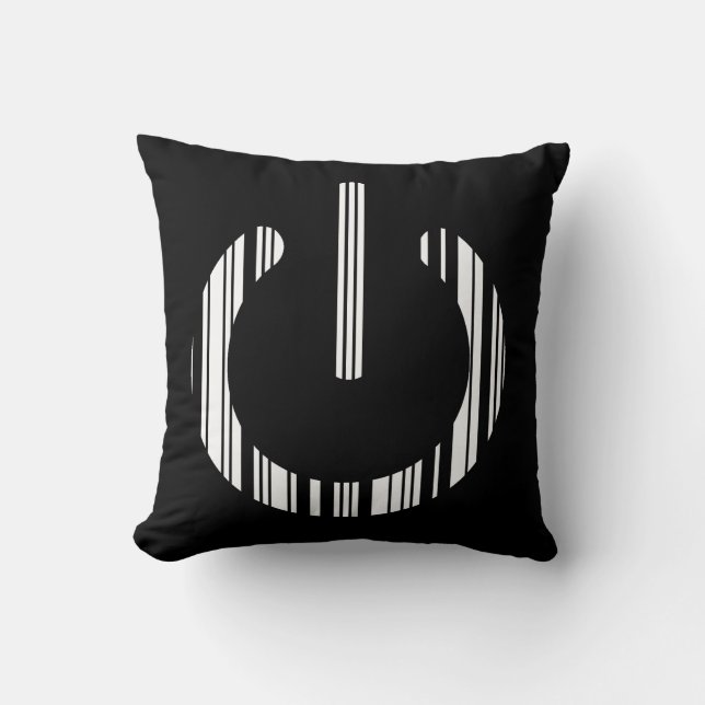 POWER BUTTON BAR CODE Power-Up Pattern Design Throw Pillow (Front)