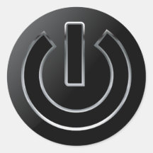 POWER Button  Classic Round Sticker, Glossy, Small