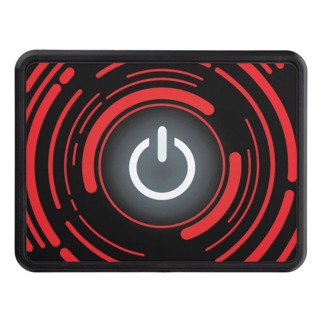 Power Button Glow Red Team Trailer Hitch Cover (Front)