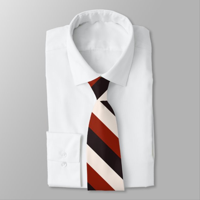 Power Casual Red Black White Stripe Tie (Tied)