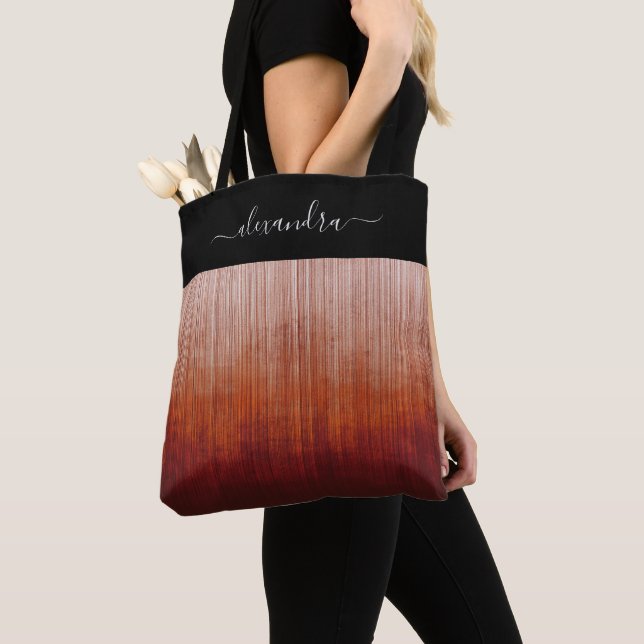 Power Colours rustic ombre personalized striped Tote Bag (Close Up)