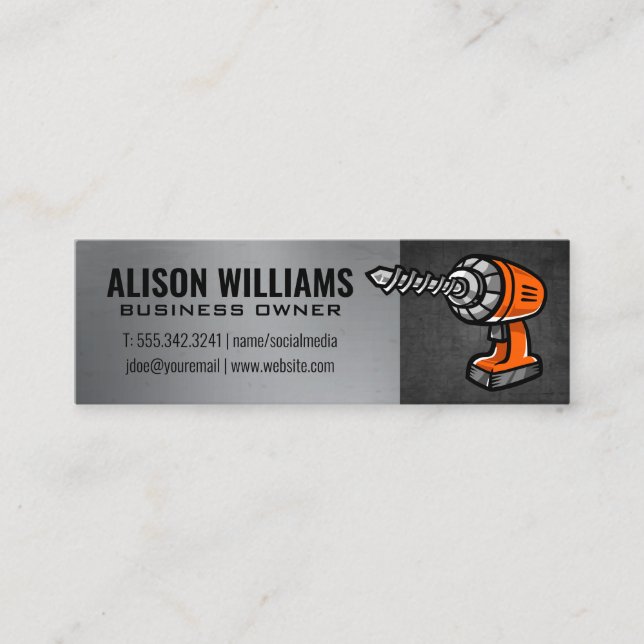 Power Drill | Construction Mini Business Card (Front)