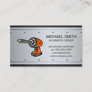 Power Drill Metallic Metal Rivets Business Card