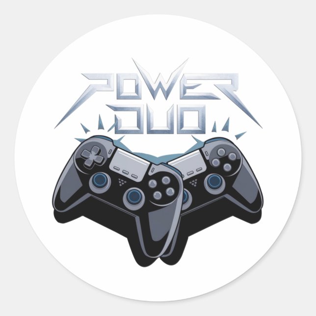 Power Duo Sleek Grey Gaming Sticker (Front)