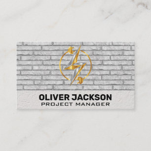 Power Electrical Cord Logo Brick Wall Business Card