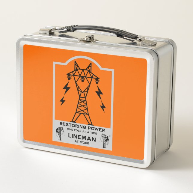 Power Electrical Lineman Gift Metal Lunch Box (Front)