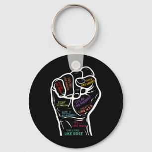 Power Fist Hand Inspirational Leaders Black Histor Keychain