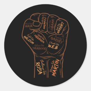 Power Fist Hand Inspiring Black Leaders Black Hist Classic Round Sticker