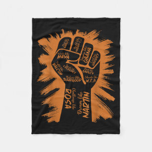 Power Fist Hand Inspiring Black Leaders Black Hist Fleece Blanket