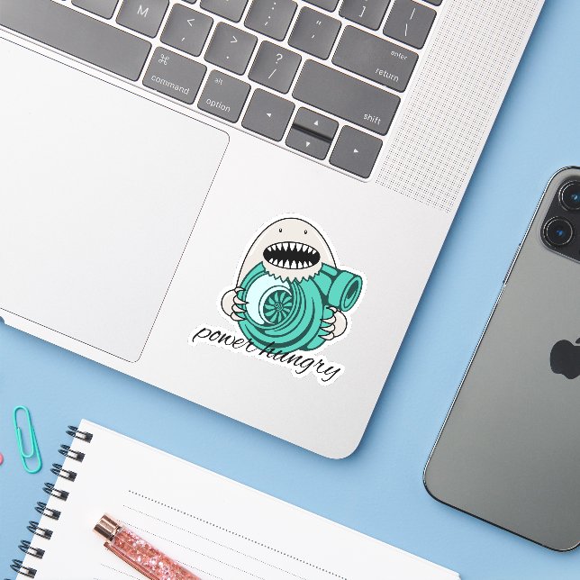 Power Hungry Ver. 2 Custom-Cut Vinyl Sticker (Laptop w/ iPhone)
