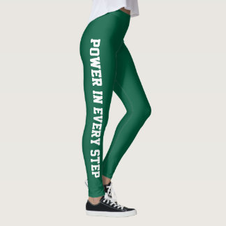 Power in Every Step Motivational Green Leggings
