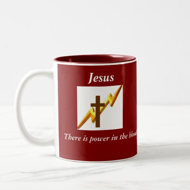 Power in the blood Two-Tone coffee mug (Left)