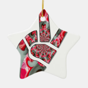 Power in the Palm: The Two-Finger Salute Ceramic Ornament