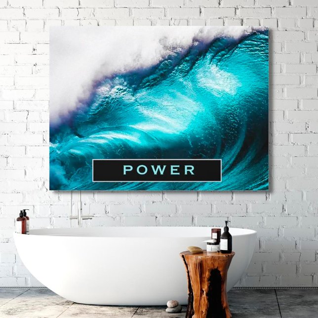 Power Inspirational Word Ocean Wave Photograph Canvas Print (Creator Uploaded)