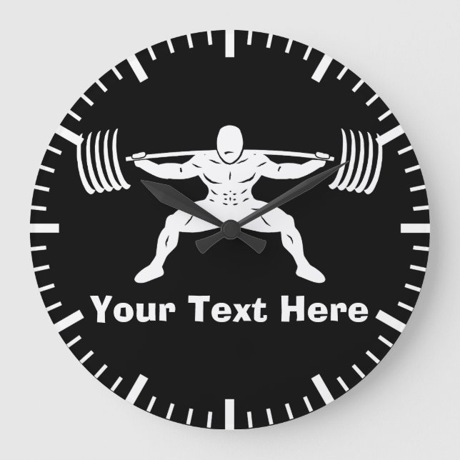 "POWER LIFTING" Power Squat Logo - Customizable Large Clock (Front)