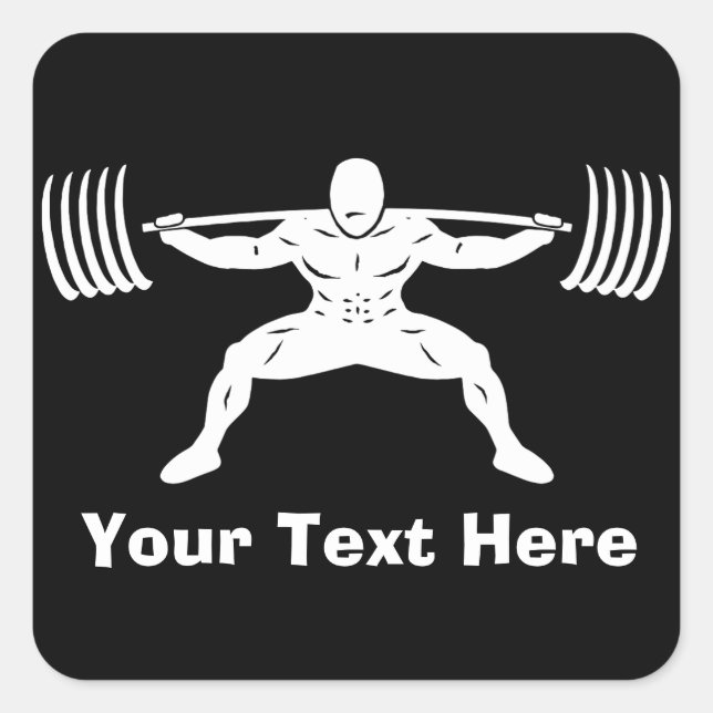 "POWER LIFTING" Power Squat Logo - Customizable Square Sticker (Front)