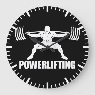 "Power lifting" Squat Motivational Large Clock