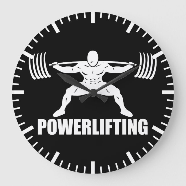 "Power lifting" Squat Motivational Large Clock (Front)